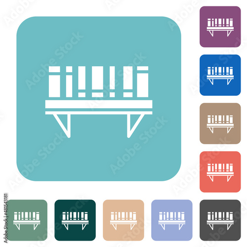 Bookshelf with books solid rounded square flat icons