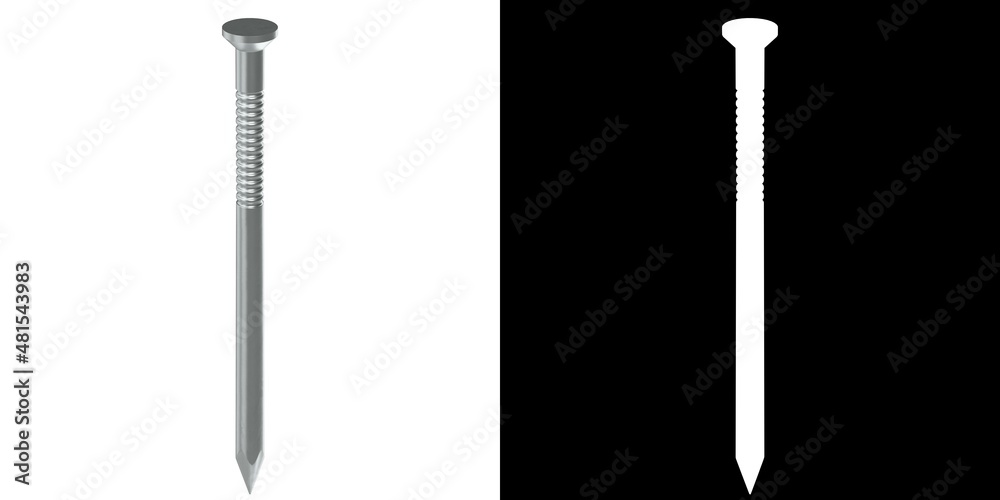 3D rendering illustration of an iron nail
