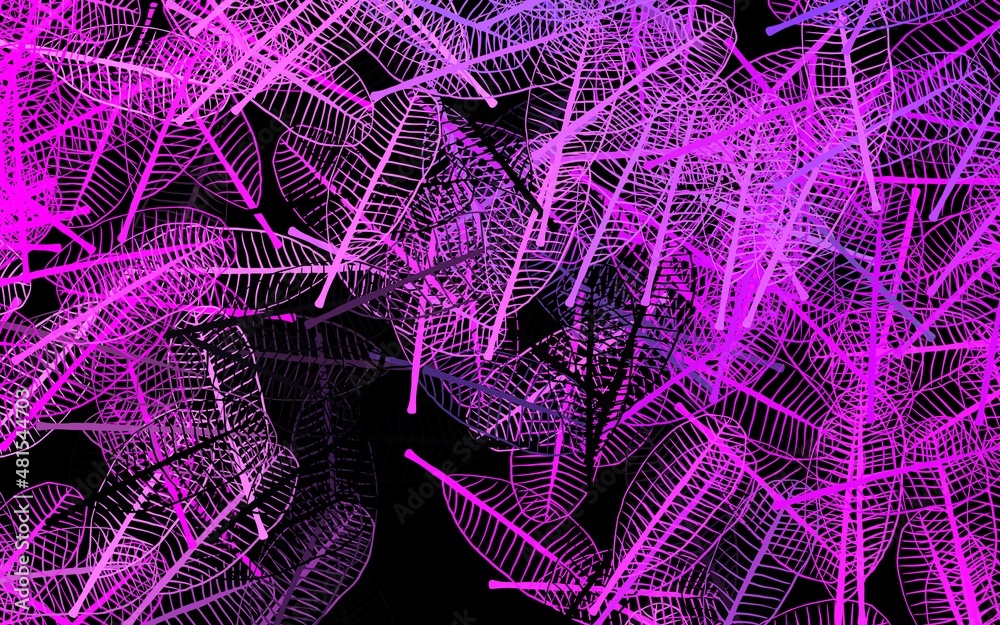 Obraz premium Dark Purple, Pink vector doodle texture with leaves.
