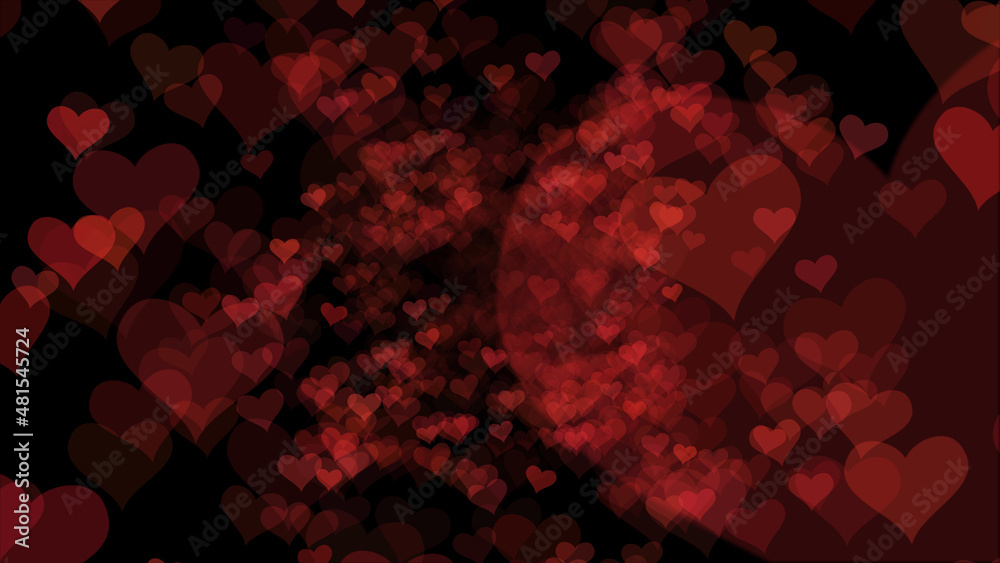 red hearts on a black background. flying hearts, valentine's day background red hearts on a black background. flying hearts, valentine's day background