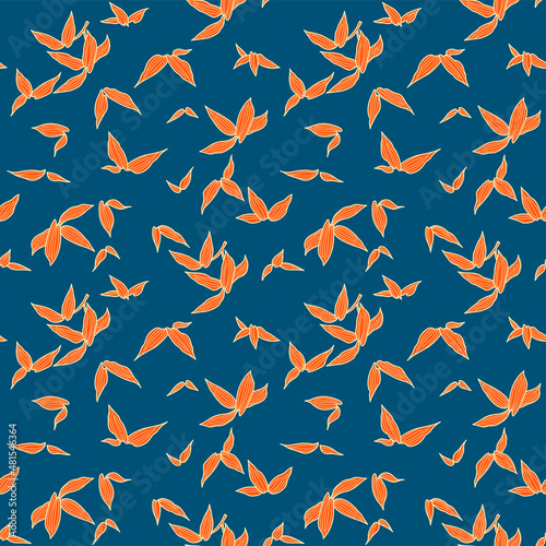 Japanese Leaf Fall Vector Seamless Pattern