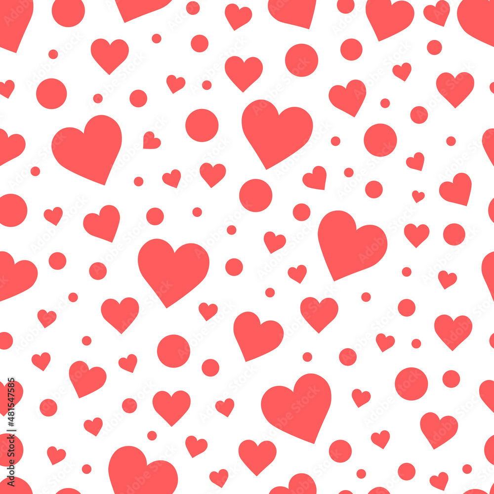Seamless pattern Valentine's day red hearts vector illustration