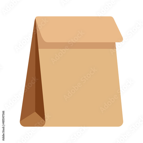Craft package. Brown-beige paper packaging. Bio-packaging. A kraft bag is a product made of paper. Vector illustration isolated on a white background for design and web design