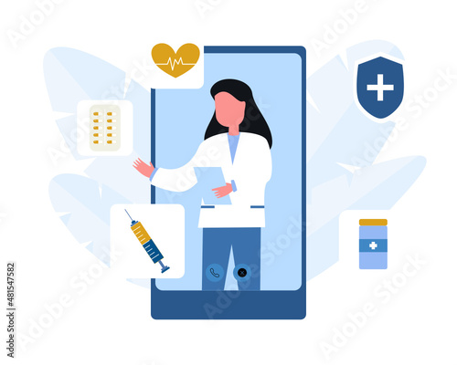 Telemedicine concept vector, Online Doctor, Medical Service Online for Patients.