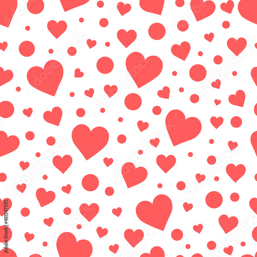 Seamless pattern Valentine s day red hearts vector illustration