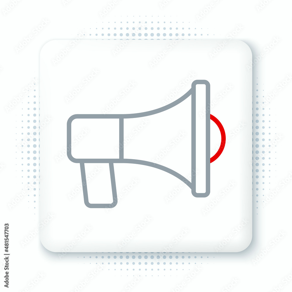 Line Megaphone icon isolated on white background. Speaker sign. Colorful outline concept. Vector Line Megaphone icon isolated on white background. Speaker sign. Colorful outline concept. Vector