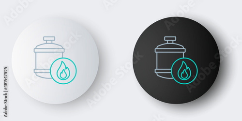 Line Propane gas tank icon isolated on grey background. Flammable gas tank icon. Colorful outline concept. Vector