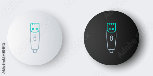 Line Electrical hair clipper or shaver icon isolated on grey background. Barbershop symbol. Colorful outline concept. Vector