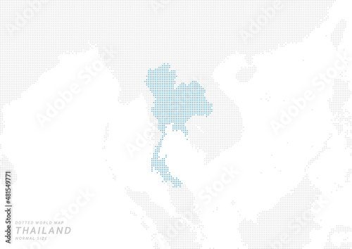 タイを中心とした、青いドットマップ。