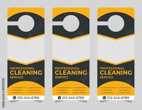 Door hanger design template, hotel knob design. Vector door hanger.	
