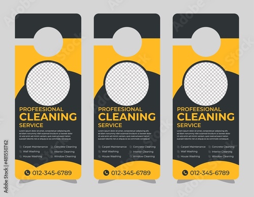 Door hanger design template, hotel knob design. Vector door hanger.	
