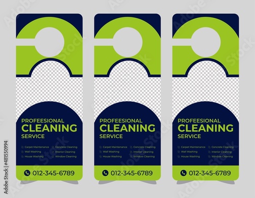 Door hanger design template, hotel knob design. Vector door hanger.	
