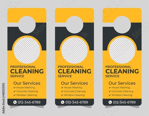 Door hanger design template, hotel knob design. Vector door hanger.	
