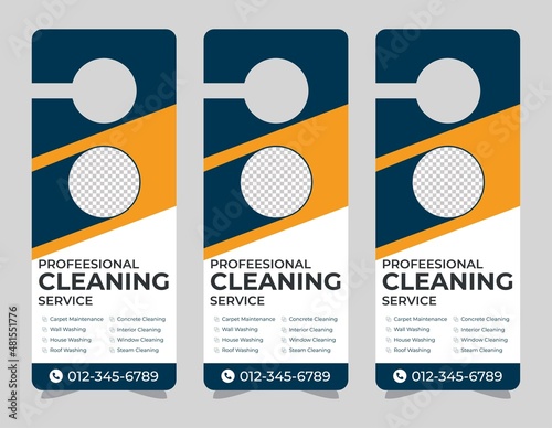 Door hanger design template, hotel knob design. Vector door hanger.	
