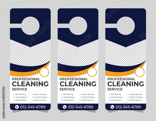 Door hanger design template, hotel knob design. Vector door hanger.	
