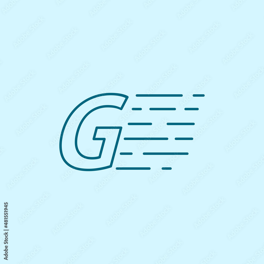 letter g Speed Logo Design Element. line art logo in blue background.