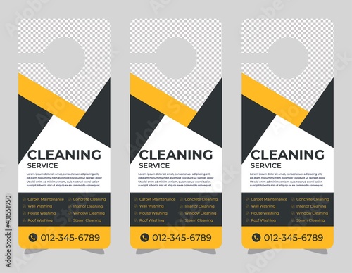 Door hanger design template, hotel knob design. Vector door hanger.	
