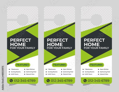 Door hanger design template, hotel knob design. Vector door hanger.	
