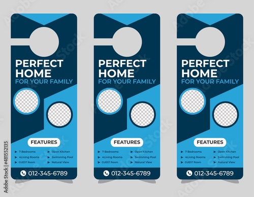 Door hanger design template, hotel knob design. Vector door hanger.	
