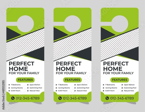 Door hanger design template, hotel knob design. Vector door hanger.	
