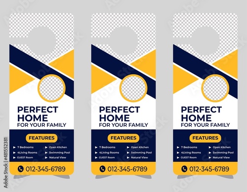 Door hanger design template, hotel knob design. Vector door hanger.	
