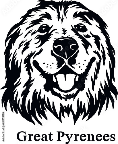 Great Pyrenees - Funny Dog, Vector File, Cut Stencil for Tshirt photo