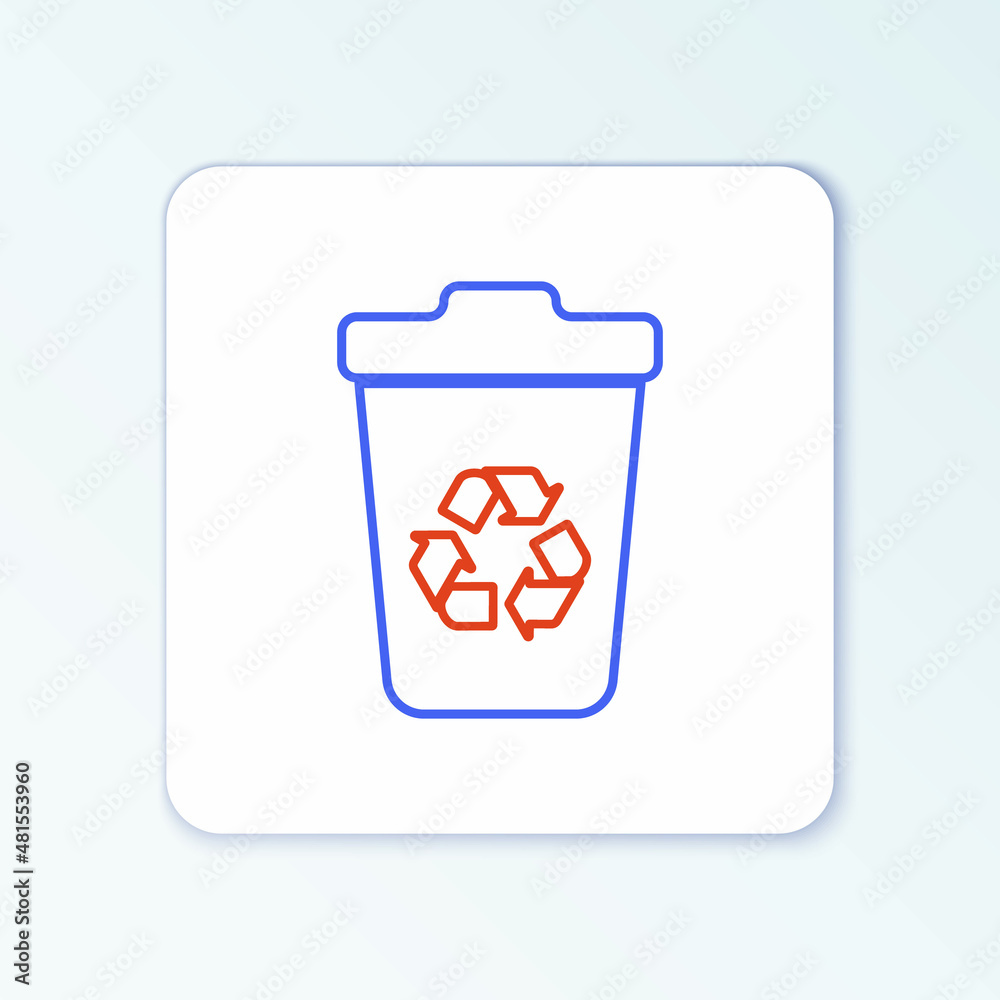 Line Recycle bin with recycle symbol icon isolated on white background. Trash can icon. Garbage bin sign. Recycle basket sign. Colorful outline concept. Vector Line Recycle bin with recycle symbol icon isolated on white background. Trash can icon. Garbage bin sign. Recycle basket sign. Colorful outline concept. Vector