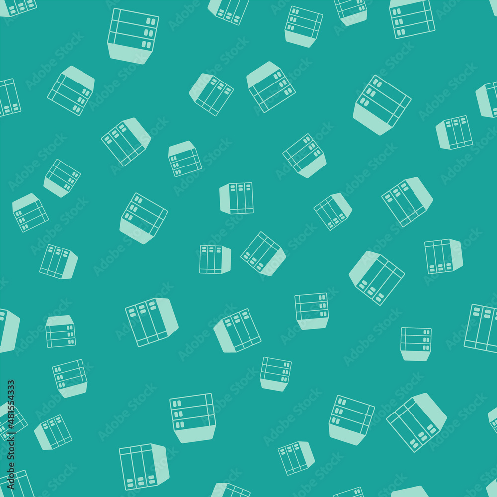 Green Server, Data, Web Hosting icon isolated seamless pattern on green background. Vector