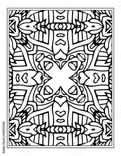 Coloring page mandala background. black and white coloring book pattern. mandala kdp coloring pages. line art illustration.