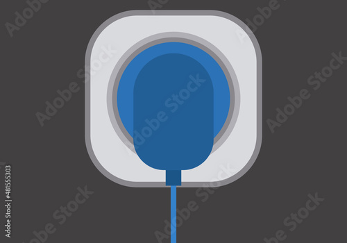 Icono de enchufe con conector azul. 
