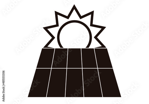 Icono negro de paneles solares con sol.
