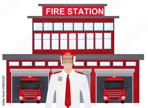 Fire station building. vector illustration