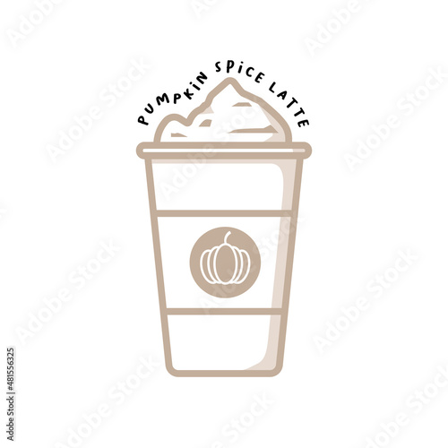 Pumpkin Spice Latte coffee cup Flat design, Coffee Cup Monogram, vector illustration