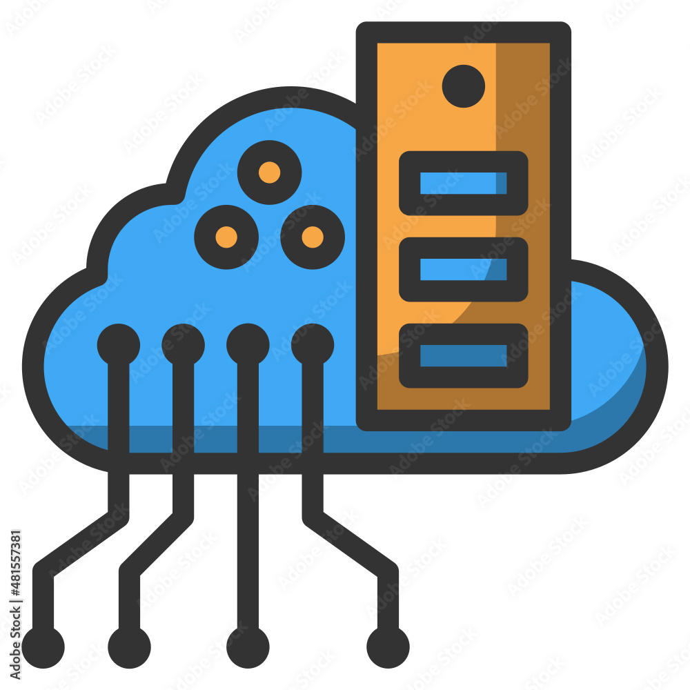 Vector cloud filled line icon, Network and technology 64x64 Pixel, white background Vector cloud filled line icon, Network and technology 64x64 Pixel, white background