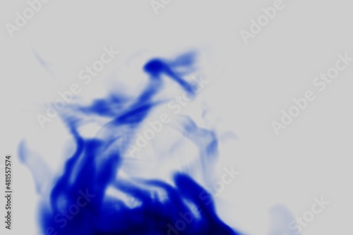 3Dレンダリング）グレーの背景に青いインク 流れ モダン 液体 水 流動体 スペース
