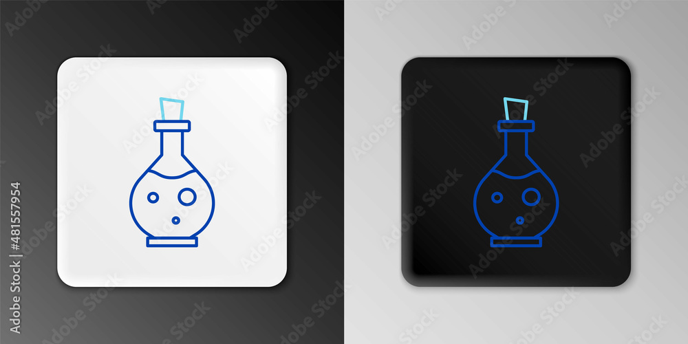 Line Glass bottle with magic elixir icon isolated on grey background. Computer game asset. Colorful outline concept. Vector