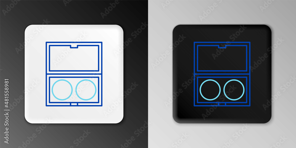 Line Makeup powder with mirror icon isolated on grey background. Colorful outline concept. Vector Line Makeup powder with mirror icon isolated on grey background. Colorful outline concept. Vector