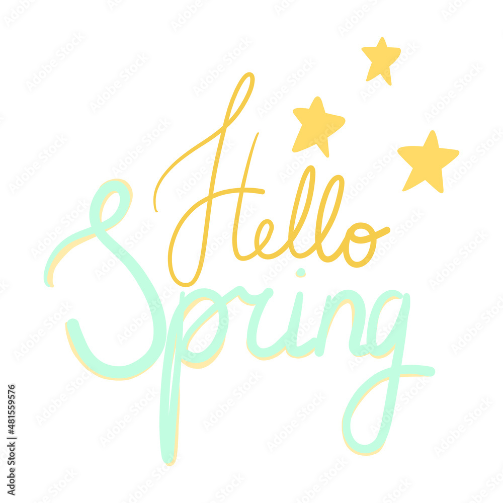 Lettering hello spring for greeting card. Lettering hello spring for greeting card.