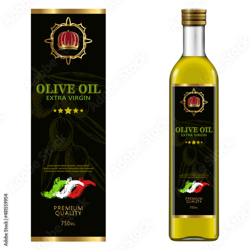 Olive oil labels collection. Hand drawn vector illustration templates for olive oil packaging