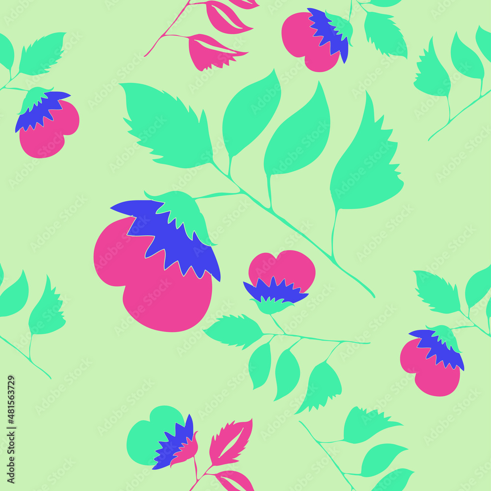 Seamless tylized colored branches.Hand drawn. Seamless tylized colored branches.Hand drawn.