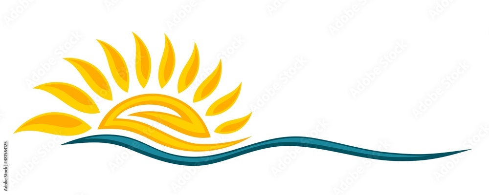 Obraz premium Sun and Blue Wave Symbol. 