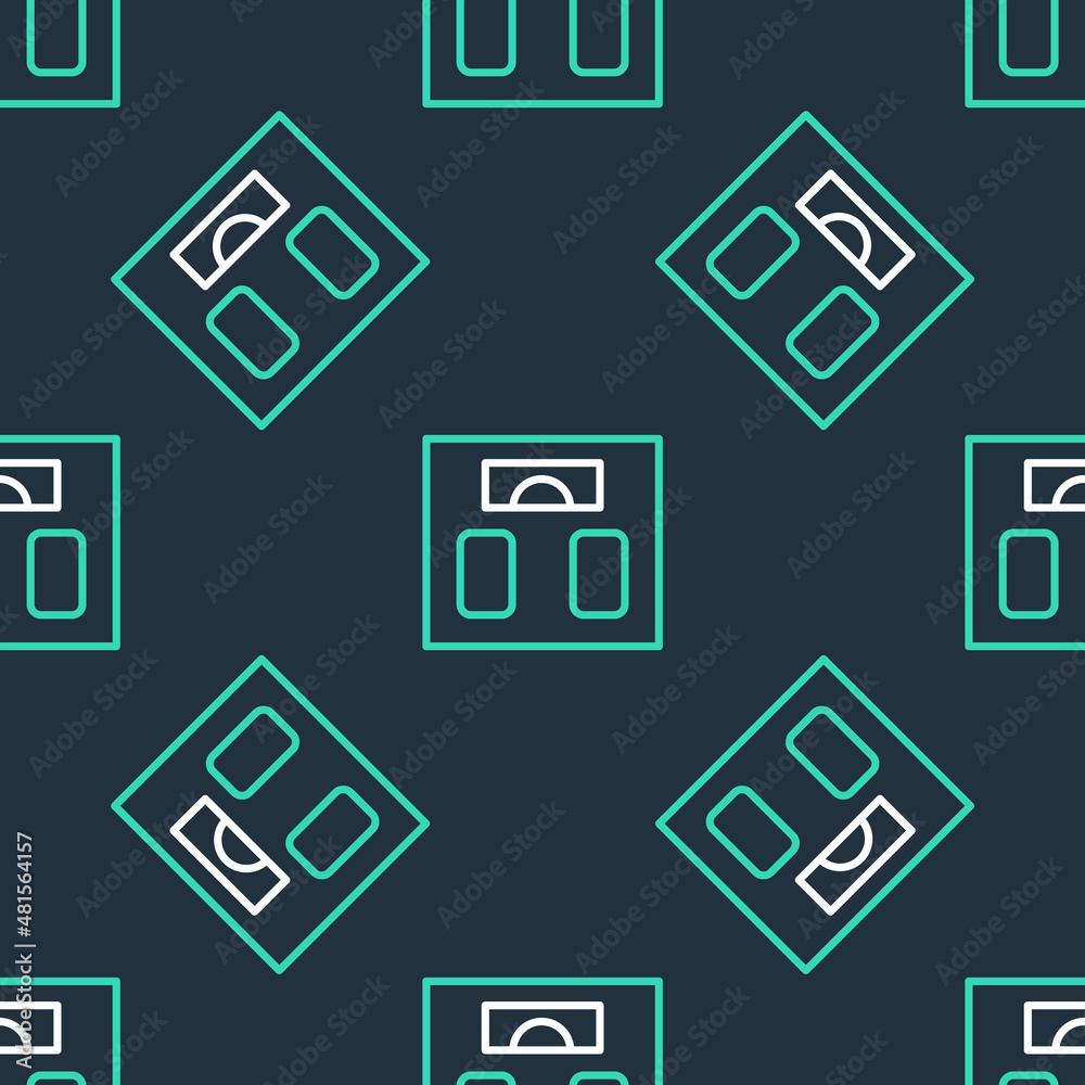 Line Bathroom scales icon isolated seamless pattern on black background. Weight measure Equipment. Weight Scale fitness sport concept. Vector Line Bathroom scales icon isolated seamless pattern on black background. Weight measure Equipment. Weight Scale fitness sport concept. Vector