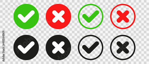 set of check mark and cross.