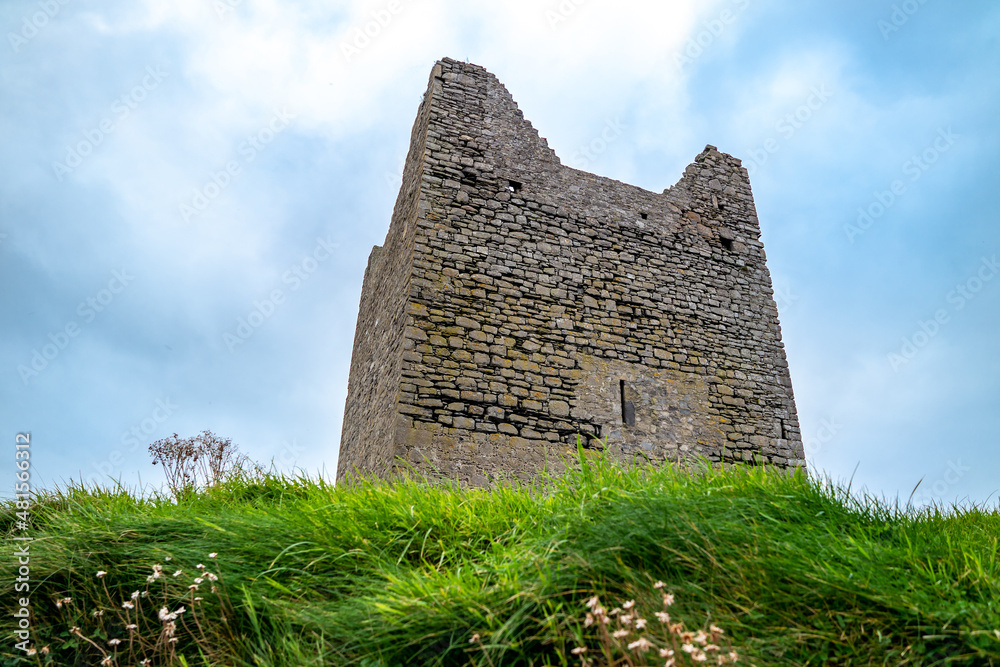 Rossle castle at Easky pier in County Sligo - Republic of Ireland.