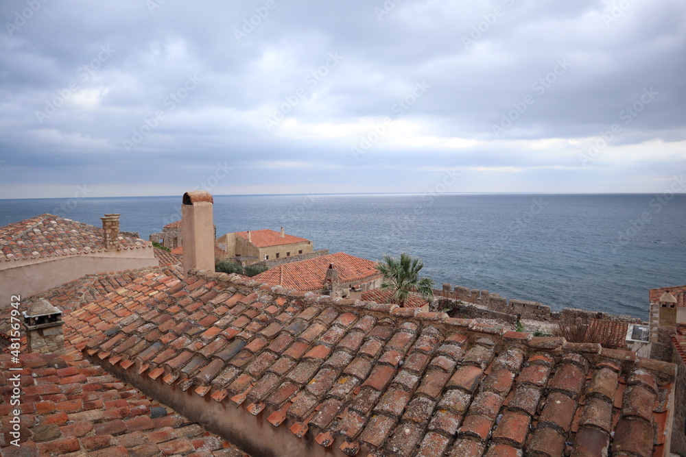 visiting the historic town of Monemvasia, Peloponnese in Greece, Europe