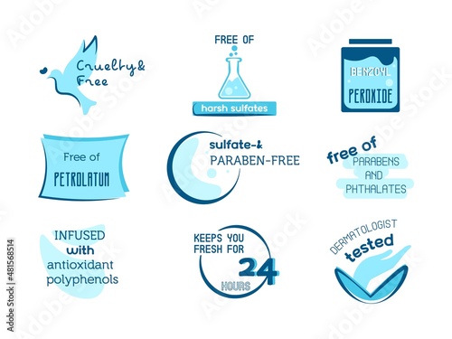 Cosmetic quality sticker, product badge set