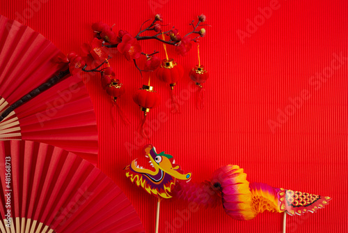 Chinese new year background with paper dragon
