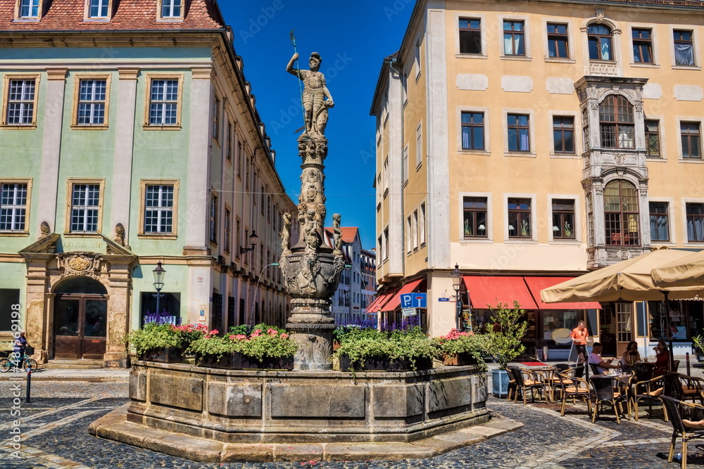 zittau, deutschland - rolandbrunnen am markt