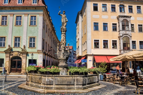 zittau, deutschland - rolandbrunnen am markt photo