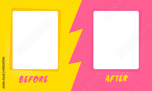Template background before and after. Comics style design. Vector illustration